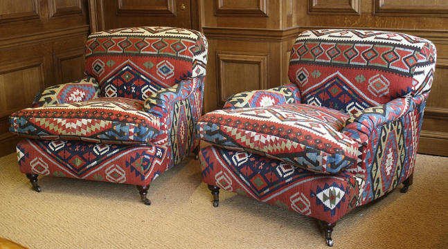 Pair of Semi-Antique Kilim Lansdown Chairs